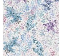 Non-Woven Wallpaper Watercolor Flowers Linen Look Blue Purple 47450 (6,58£/1qm)