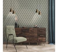 A.S. Création Nara 387484 Graphic Wallpaper Blue Beige Grey Hexagon Non-Woven Wallpaper 10.05 m x 0.53 m Made in Germany
