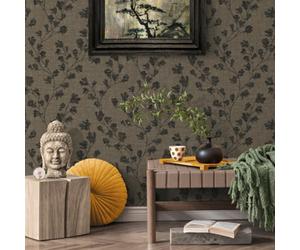 Galerie Fusion Brown Floral Trail Motif Wallpaper
