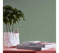 Galerie Fusion Green Linen Effect Textured Wallpaper