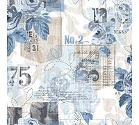 Galerie G56264 Nordic Elements Vintage Postcard Wallpaper, Dark Blue, 10m x 53cm