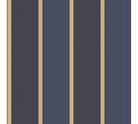 Galerie G67545 Smart Stripes 2, Tri-Colour Wide Stripes Design Wallpaper, Navy/Blue/Gold, 10m x 53cm