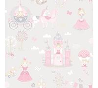 Galerie G78370 Tiny Tots 2 Fairytale Wallpaper, Grey/Pink, 10m x 53cm