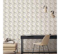 Galerie Geometrix Cream Silver Cubist Smooth Wallpaper