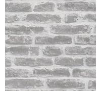 Galerie Grey/White Exposed Brick Effect Vinyl on Non-Woven Matte Wallpaper Roll
