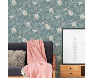 Galerie Havana Blue Beige Floral Textured Wallpaper