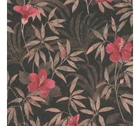 Galerie Havana Brown Red Floral Textured A4 Wallpaper Sample