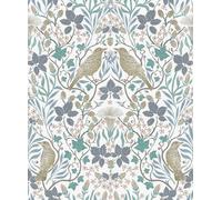 Non-woven wallpaper floral ornaments tendrils birds white blue 47619 (6,50£/1qm)