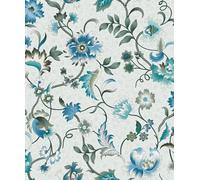 Galerie Heritage Stylized Flowers Wallpaper Galerie Wallcoverings Blue 10050mm x 530mm
