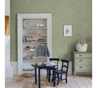 Galerie Hidden Treasures Green Floral Mallow Wallpaper Roll