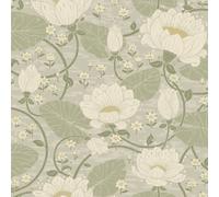 Galerie Hjarterum Collection Beige Grey Eva Water Lillies A4 Wallpaper Sample