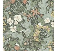 Galerie Hjarterum Collection Blue/orange Elise Floral Foiliage A4 Wallpaper Sample