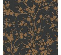 Galerie Home Collection Black/gold Metallic Floral Trail A4 Wallpaper Sample