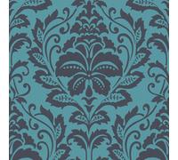 Galerie Home Collection Blue/black Metallic Damask Motif A4 Wallpaper Sample
