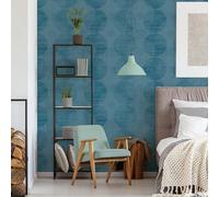 Galerie Home Collection Blue Glitter Circle Motif Wallpaper Roll