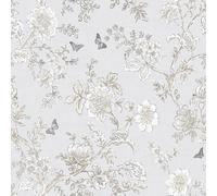 Galerie Homestyle Beige Brown Grey Butterfly Toile Smooth A4 Wallpaper Sample