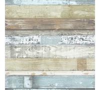 Galerie Homestyle Blue Green Brown Beachwood Smooth A4 Wallpaper Sample