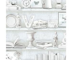 Galerie Homestyle Grey Turquoise Curio Cabinet Smooth Wallpaper