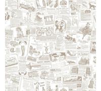 Galerie Homestyle White Beige Antique Newsprint Smooth Wallpaper
