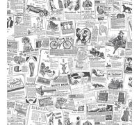 Galerie Homestyle White Black Antique Newsprint Smooth A4 Wallpaper Sample