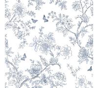 Galerie Homestyle White Blue Butterfly Toile Smooth A4 Wallpaper Sample