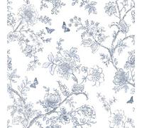 Galerie Homestyle White Blue Butterfly Toile Smooth Wallpaper