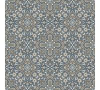Galerie Homestyle White Blue Gold Floral Tile Smooth A4 Wallpaper Sample