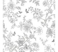 Galerie Homestyle White Grey Butterfly Toile Smooth Wallpaper