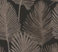 Non-woven wallpaper leaves pattern black gold metallic 78673-6 (3,26£/1qm)