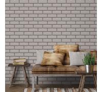 Galerie Into The Wild Metallic Beige Metro Tile Wallpaper Roll