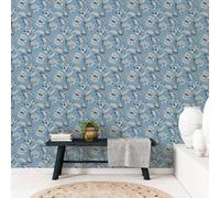 Galerie Into The Wild Metallic Blue Abstract Floral Wallpaper Roll