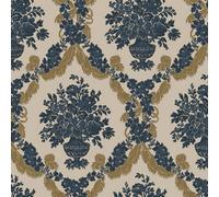 Galerie Italian Classics 4 Blue Gold Floral Damask Embossed Wallpaper