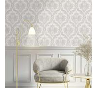 Galerie Italian Style Silver Traditional Floral Damask Wallpaper Roll