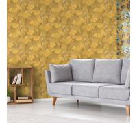Galerie Julie Feels Home Gold Abstract Shimmery Plain Paeonia Wallpaper Roll