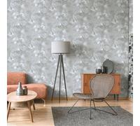 Galerie Julie Feels Home Silver/ Grey Abstract Shimmery Plain Paeonia Wallpaper Roll