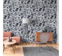 Galerie Julie Feels Home Silver/grey Large Paeonia Shimmery Flowers Wallpaper Roll