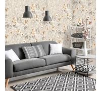 Galerie Julie Feels Home Silver Large Petunia Flowers And Plain Twinwall 4-Panel Wall Mural