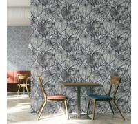 Galerie Julie Feels Home Silver Large Shimmery Monstera Leaf Wallpaper Roll