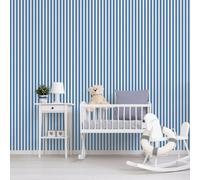 Galerie Just 4 Kids 2 Blue White Regency Stripe Smooth Wallpaper