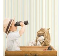 Galerie Just 4 Kids 2 Green Blue Washed Striped Smooth Wallpaper