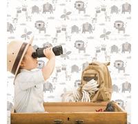 Galerie Just 4 Kids 2 Grey White Jungle Friends Smooth Wallpaper