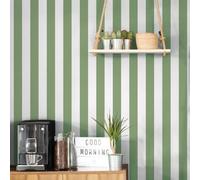 Galerie Just Kitchens Green Awning Stripe Wallpaper Roll