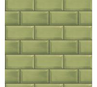 Galerie Just Kitchens Green Metro Tile A4 Wallpaper Sample