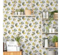 Galerie Just Kitchens White Citron Botanical Wallpaper Roll