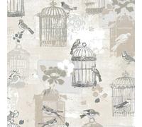 Galerie Kitchen Style 3 Brown Beige Elegance Bird Cage Smooth A4 Wallpaper Sample