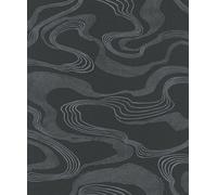 Galerie Kumano Black Abstract Flow Design A4 Wallpaper Sample