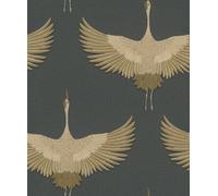 Galerie Kumano Black Textured Stork A4 Wallpaper Sample