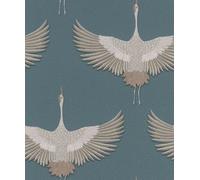 Galerie Kumano Blue Textured Stork A4 Wallpaper Sample