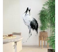 Galerie Kumano White/black One Painted Crane 2-Panel Wallpaper Mural