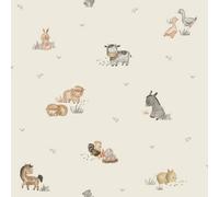 Galerie Little Explorers 2 Beige Farm Animals Wallpaper Roll